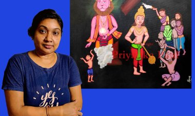 "The Law of Karma-Hirnyakashipu Vadh"-A painting narrates the power of karma.